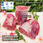 Beef Tenderloin frozen Australia (A) BUDGET steak cuts 2" 5cm price for 2pcs 600gr (eye fillet mignon daging sapi has dalam) brand NOLAN / McPHEE / CAG